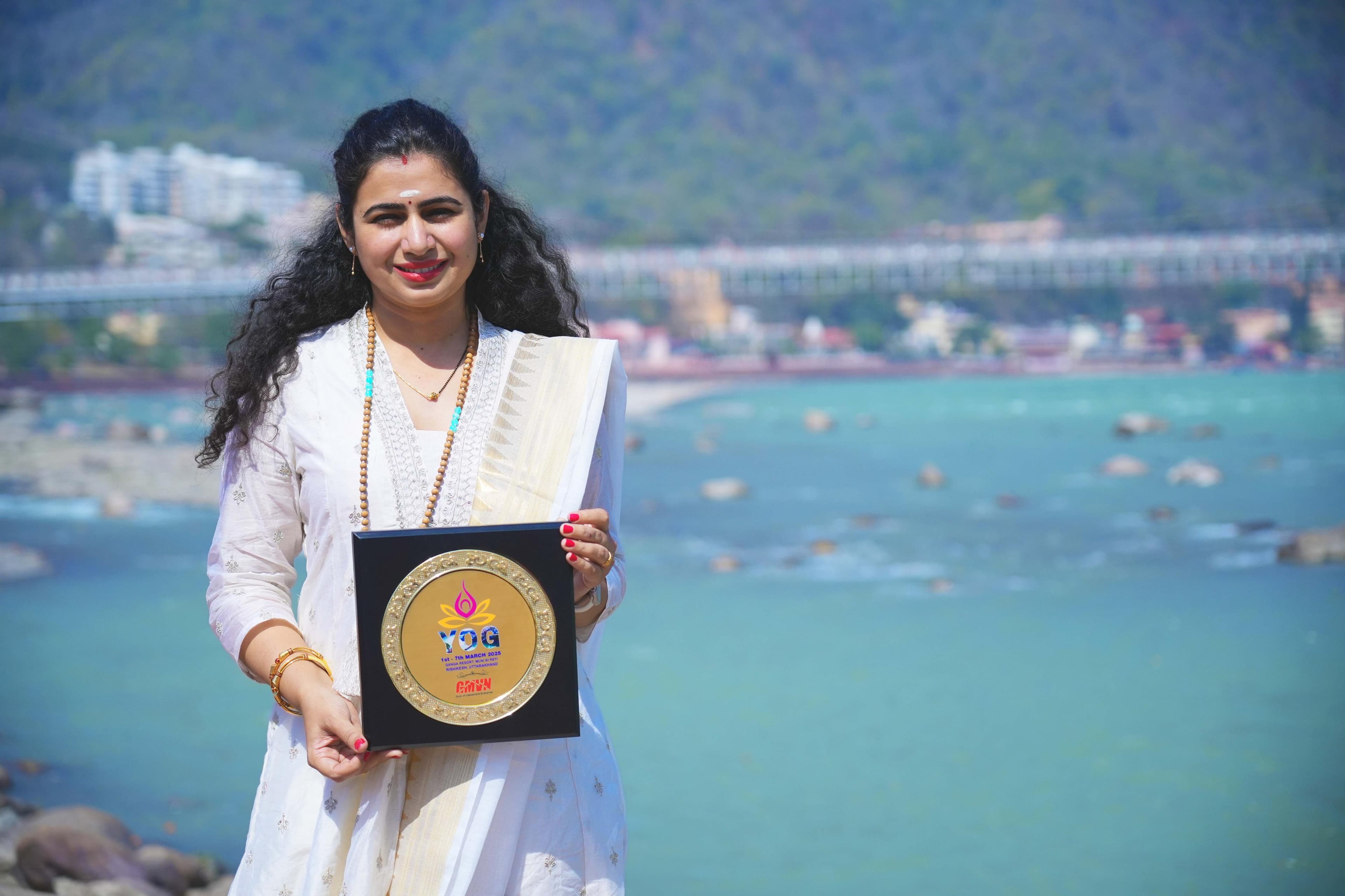 Acharya Bhagyashree Joshi Ji by the Ganga in Rishikesh